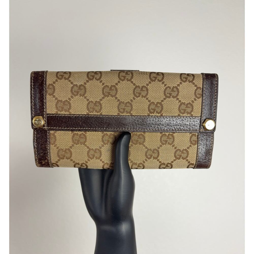 B82 Gucci GG Canvas Bifold Long Wallet Monogram Authentic Maximalist Logo